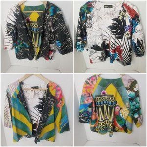 Modern Love Women S/M Kimono Jacket Artwork Multicolor Reversible Great Britain